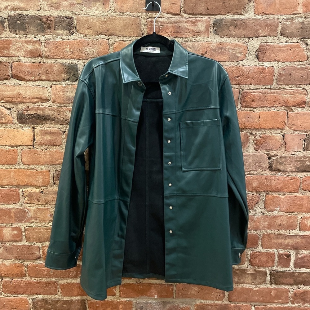 4th and Reckless oversized faux green button up